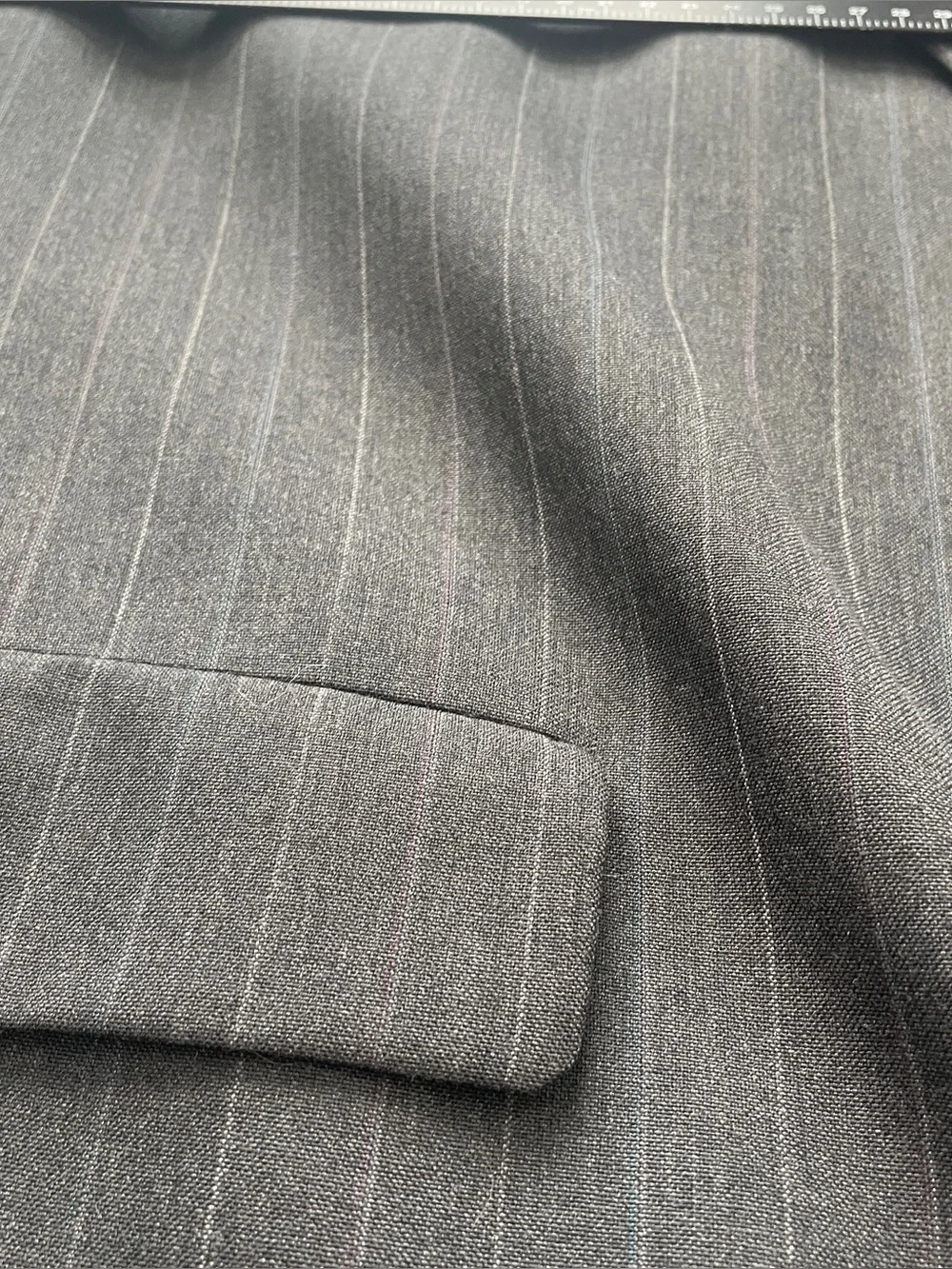 Vintage Hunter Haig Mens 2 Piece Pinstripe Suit 42L Regular 100% Wool USA Made